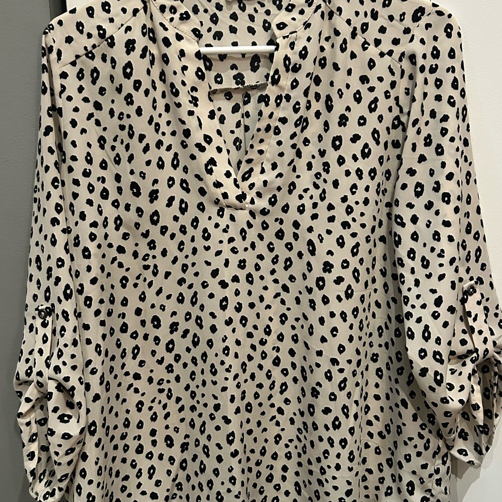 Lush Black and White Relaxed Ruffled Blouse